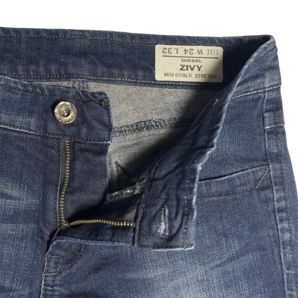 Diesel Zivy Womens Size 24 Low‎ Rise Ankle Zip Stretch Skinny Jeans Dark Wash - Picture 4 of 9